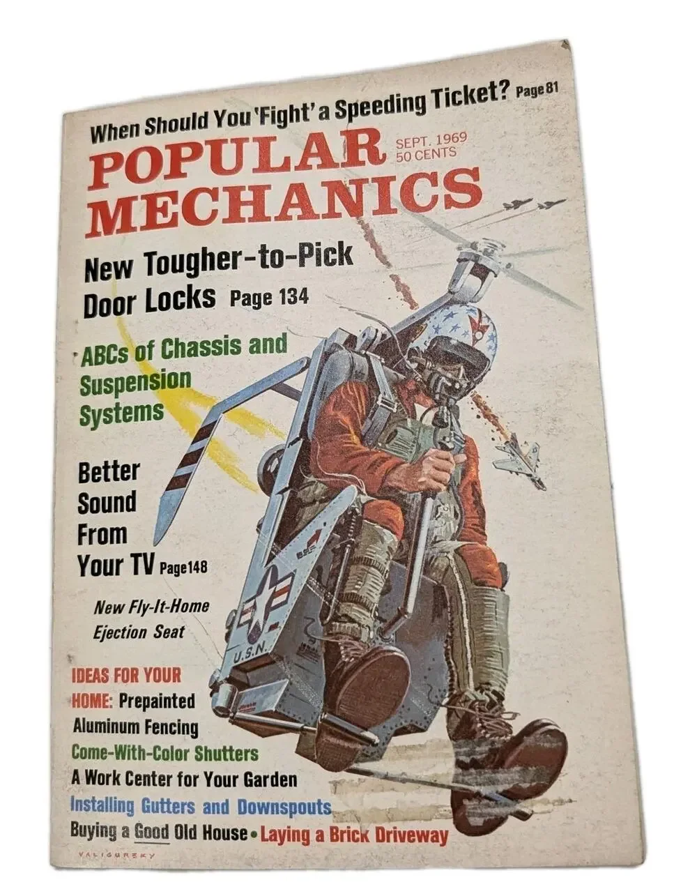 Popular Mechanics Sept 1969 Magazine Ejection Seat Cover Vintage NASA Jet